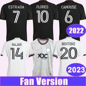 2023 D.C.United Fountas Mens Soccer Trikots -Kanouse Estrada Flores Skundrich Birnbaum Home Black Away 3. Football Shirt Short Sleeve Uniformen