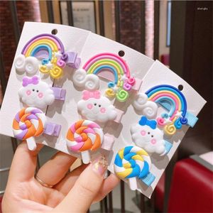 Hair Accessories Children's Super Cute Lollipop Rainbow Hairpin Girls Baby Color Bangs Small Clip