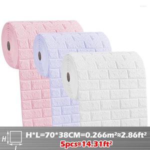 Adesivos de parede 5pcs 70x38cm 3D autoadesivo espuma tijolo DIY papel de parede decoração Living adesivo para quarto de crianças