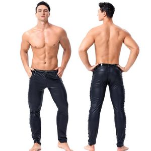 Spodnie sxxl mężczyzn seksowne patent skórzane spodnie punkowe rockowe motocykl legginsy szczupłe ciasne spodnki do spodni nocnych spodni sceniczny