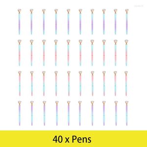 40pcs Büyük Elmas Kristal Kalem Beyan Öğrenci Kırtasiye Ofis İş Hediyeleri 1.0mm Metal Rhinestone Ball Point