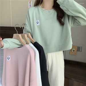 Kvinnors hoodies duofan Crop Women Korean Kpop Street Style Letter Thin Sweatshirt Young Girl Streetwear Sudadera Kawaii Y2k Clothing Top