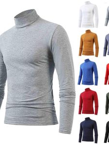 Camisetas masculinas inverno quente gola alta tshirt roupa íntima térmica masculina pulôver básico gola alta camisa lisa camiseta de manga comprida camiseta