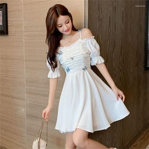 Casual Dresses 2023 White Mini Dress Women's Sexy Sundress Vintage Suspender Halter Clothing for Girl Party Birthday Fairycore