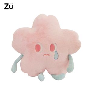 Plush Dolls ZU Spring Flower Pink Cherry Blossom Plushie Toy Cute Sad Face Sakura Throw Pillows Chair Cushion Gift For Girls 230603