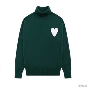 2023 Amisweater Paris Fashion Mens Sweaters Designer Turtleneck Winter Amishirts Love High Collar Sticke Treeat Men Casual Pullover B0G2