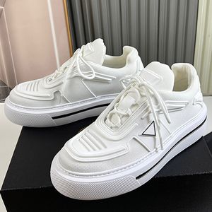 Designer Mens Platform Casual Shoes Leather Mens Sports Shoes Triangle Signature Luxury Retro Outdoor Tablet Black and White Mens Outdoor Sports Shoes