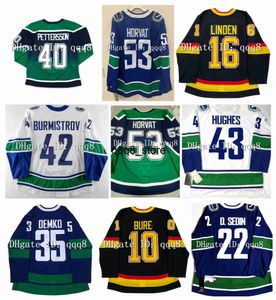 QQ88 Bo Horvat Canucks Hokey Forması Thatcher Demko Quinn Hughes Elias Pettersson Brad Richardson Miller Conor Garland Pavel Bure Brandon Sutter Travis Dermott Lin