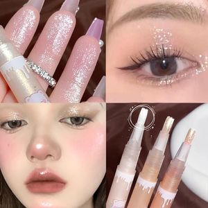 Vattentät blank diamant markera penna ögonmakeup högljus vattentät pärla vit ljusna silke morm skugg flytande eyeliner