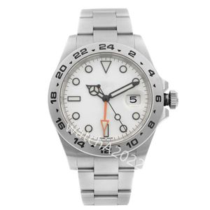 Relógio SX Asia GMT 42mm 216570 Branco Preto Mostrador Laranja Agulha Aço Inoxidável Explorer Mecânico Automático Ref 216570 SS SS Masculino 2022