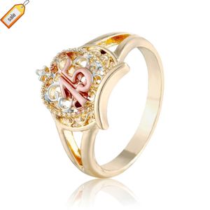 Elfic Religious Virgin Fashion Crown Three Color Ring 15 Year Old Adult Gift CHRISTIAN Trendy Engagement Rings for Women Zircon