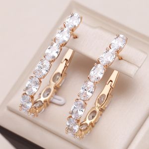 Ciondola il lampadario Kinel Trendy 585 Orecchini a cerchio color oro rosa per le donne Gioielli da sposa vintage Luxury Zircone naturale Grandi orecchini inglesi 230603