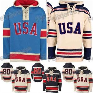 C2604 Thr 1980 Miracle On Team USA Eishockey-Trikots Hockey-Trikot-Hoodies Benutzerdefinierter Kapuzenpullover mit beliebigem Namen und beliebiger Nummer, genähter Sportpullover