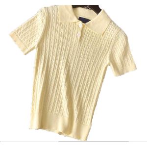 Kvinnor tröja t skjortor stickor kort ärm tröja sommar t skjortor broderi polo design pullover rund nack kvinnor skjortor toppkläder mode tees size s-l