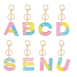 Keychains Qiamni 26 ord Inledande nyckelringharts A-Z Keyring Letters Candy Color Pendant Purse Handväska smycken Tillbehör gåva