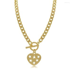 Naszyjniki wiszące moda złoty kolor love heart choker naszyjnik punkowy dla kobiet biżuteria hurtowa
