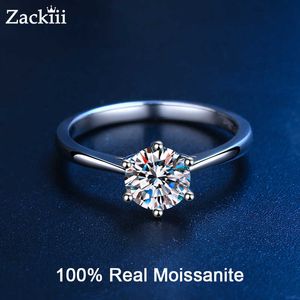 Solitaire Ring 3CT Moissanite -förlovningsringar för kvinnor 18K Guldpläterad Sterling Silver VVS1 Diamond Wedding Promise Rings Anniversary Gift Z0603