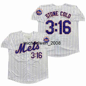 Mi208 3:16 Stone Cold Jersey Vintage White Pinstripe Size S-3XL Adult All Stitched Embroidery