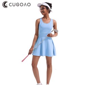 Grundläggande avslappnade klänningar Cugoao Women Sports Tennis Soft High Elasticity Golf Dress Quick Dry Fiess Shorts 2pcs Set Female Badminton Sportswear 230603