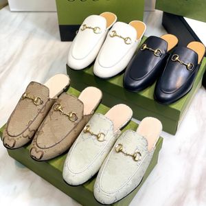 Summer Designer Slippers Leather Muller Women's Loafers Metal Chain Comfortable Casual Shoes Lace Up Velvet Slippers 35-44