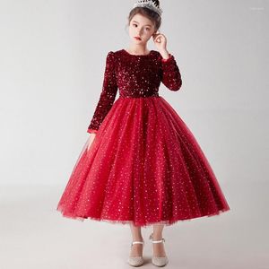 Mädchen Kleider Partykleid für Kinder Langarm Baumwolle Gaze Shag Rock Romantische Fee Schönheit Grün Rot