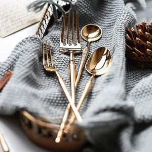 Dinnerware Sets Rose Gold 304 Stainless Steel Cutlery Tableware Knife Spoon Fork Chopsticks Flatware