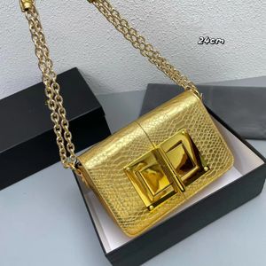 Novo estilo Top Jacaré Tote Bag Tf Cadeia Aba Designer Bolsa Feminina Corss-Bady Sacos Dourado Enorme Bloqueio Moda Luxo Crocodilo Bolsa De Ombro Feminina 24Cm