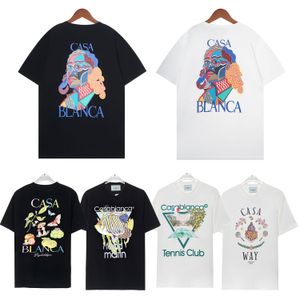 고급 티셔츠 남자 Tees Mens T Shirts 여자 디자이너 티셔츠 코턴 상단 남자의 캐주얼 셔츠 고급 의류 거리 반바지 슬리브 옷 Casablanca