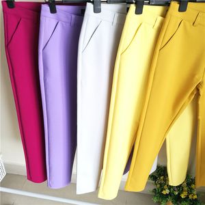 Calças Femininas Capris Fashion Streetwear Cute Candy Color Pencil Pants Women Stretch Cotton Slim Waist Straight Pantalones Casual Office Work Work 230603