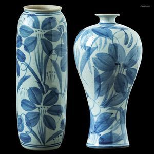 花瓶青と白の磁器の花瓶リビングルーム装飾ヴィンテージフラワーアレンジ