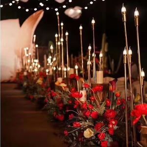 10 /5 Heads Wedding Decoration Metal Candelabra Candle Holders Electric Iron Plated Gold Candlesticks Road Lead For Party