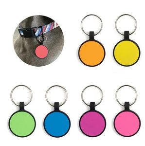 Matkvalitet Silikon Pet Tag Keychains Diy Round Cat and Dog Tags Pet ID Card Keyring