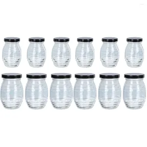 Dinnerware Sets 12 Pcs Honey Bottle Plastic Sauce Bottles Containers Lids Portable Mel Dispenser Mini Glass Jam Jar