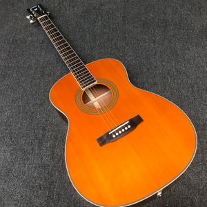 39 inches blonde top K28 acoustic guitar solid top amber finish OM shape parlour body electrical acoustic guitar folk guitare acoustique