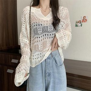 Women's Sweaters Alien Kitty 2023 Thin Full Sleeve Knitted Women Hollow Out Autumn Chic Office Wear Stylish OL Loose Casual