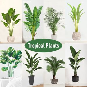 Wall Stickers 16 Styles Large Tropical Green Plants Palm Leaves PVC Living Room Art Vinyl Poster Wallpaper Home Decoration Mural 230603