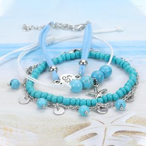 Charm Bracelets Handmade Adjustable String Rope Bracelet DIY Jewelry Boho Beads Seashell Star Starfish Wax Braide For Women