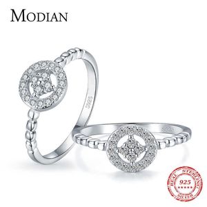 Solitaire Ring Modian High Quality Real 925 Sterling Silver Round Clear CZ Wedding Finger Rings for Women Fashion Engagement Fine Jewelry Gift Z0603