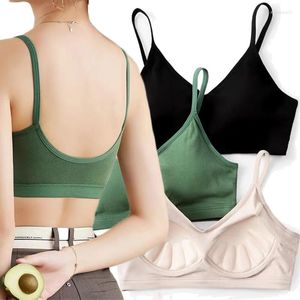 Camisoles Tanks Yoga Tops Fitness Women Tube Top Seamless Underwearクロップドブラジャーバックレスセクシーなランジェリースポーツプッシュアップパッド