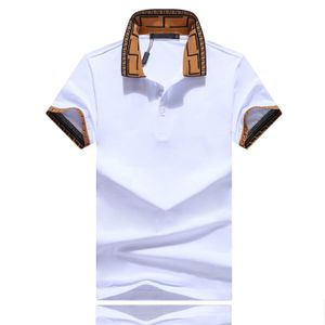 Polos masculinos camisetas de vendas quentes design de luxo masculino verão gola virada para baixo mangas curtas camisa de algodão top masculino