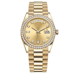 Relógios de pulso de alta qualidade Relógios de diamante Mens Automático 41mm 36mm Mecânico 904L Full Steel Bezel à prova d'água Luminous Gold watch montre de luxe dhgate