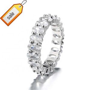 Populär grossist Sterling Silver Oval Cz Diamond Eternity 925 Silver Ring for Women