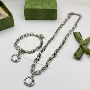 Fashion Designer Letter for Couple Retro Hip Hop Lovers Gift Personality Sier Plated Chain Necklace