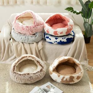 Cat Beds Pet Bed Round Soft Plush Cushion House Warm Basket Sleep Bag Nest Kennel For Small Dog