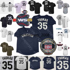 Mi208 Frank Thomas Jersey 2005 WS Hall Of Fame Patch 1990 Turn Back gessato Cooperstown Saluto al servizio Pullover bianco Turn Back Mesh BP Nero Grigio Navy Fans Player