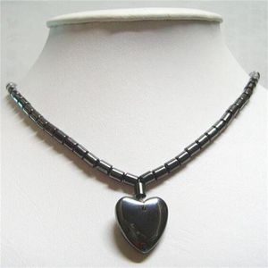Kedjor grossist mode magnetiska hematit ihålig dubbel hjärta lycklig hänge halsband charm män kvinnor friska smycken