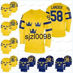 Sj98 Team Sweden 2022 Winter Hockey Jersey Max Friberg Marcus Kruger Dennis Everberg Pontus Holmberg Lucas Wallmark Lars Johansson Linus