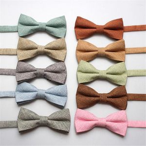 Bow Ties 10Pcs/Lot Linen Navy Blue Pre-Tied For Men Cotton Bowtie Red Men's Green Safe Tie Man Wedding Bowties Pink B096