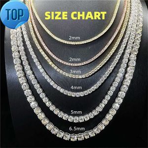 저렴한 가격 힙합 보석 3mm 4mm 5mm 5mm 6.5mm 그라 인증서 S925은 VVS1 D 컬러 다이아몬드 Moissanite 테니스 체인 목걸이