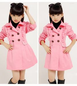 Mantel 2023 Herbst Kinderkleidung Mädchen Gräben Solid Long Style Cotton Girl Gräuchmäntel für Kinder Windbreaker Oberbekleidung Tops